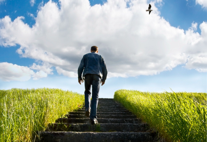 The person overcomes difficulties and aspires to the purpose and dream.